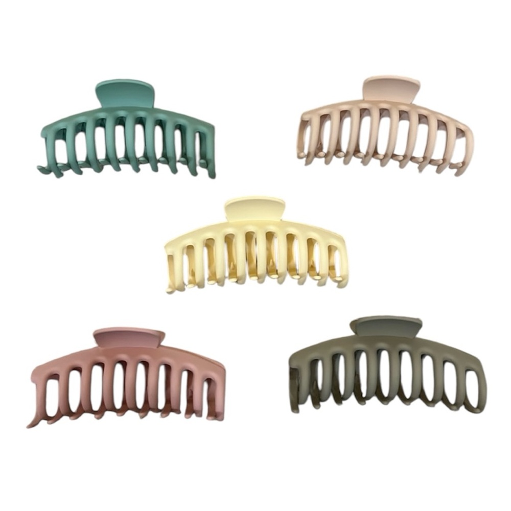 Set of 5 Claw Clips (Pink, Green, Cream, Light Pink, Beige)